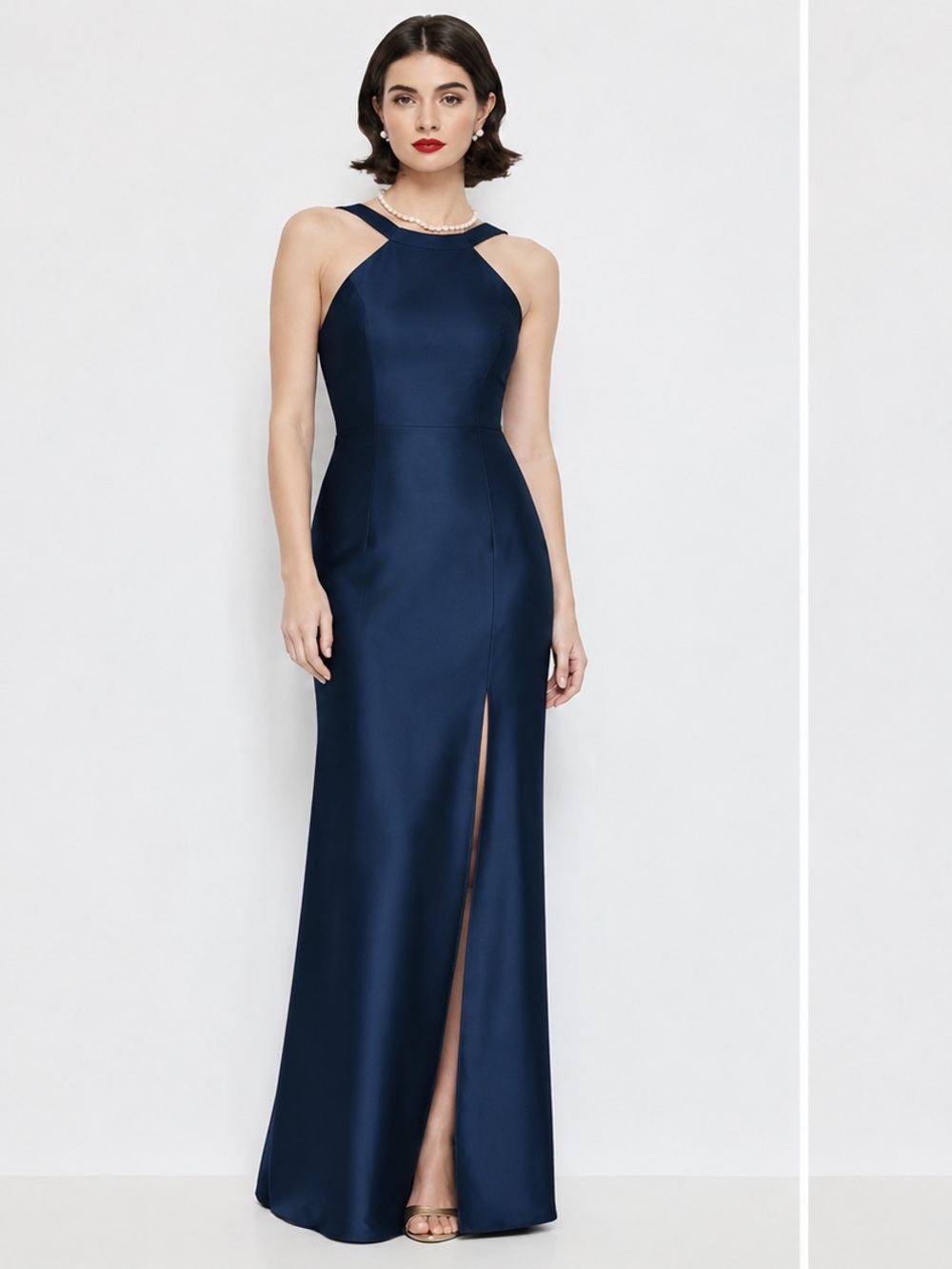 NEW! Vivian Diamond Midnight Blue Cutaway Open Back Gown - Size 0 🚕